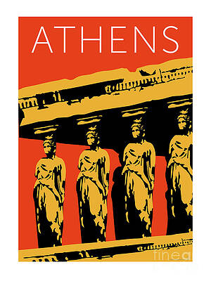 Greece Digital Art - ATHENS Erechtheum Orange by Sam Brennan