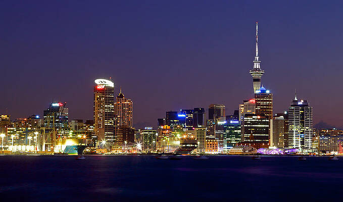 Sky Wall Art featuring the photograph Auckland Skyline At Dusk by Nicholas Blackwell