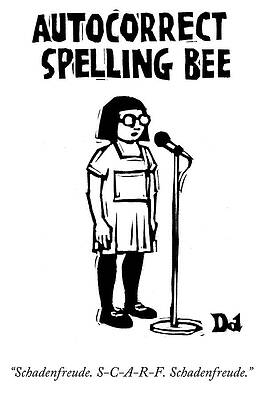 Bee Wall Art featuring the drawing Autocorrect Spelling Bee by Drew Dernavich