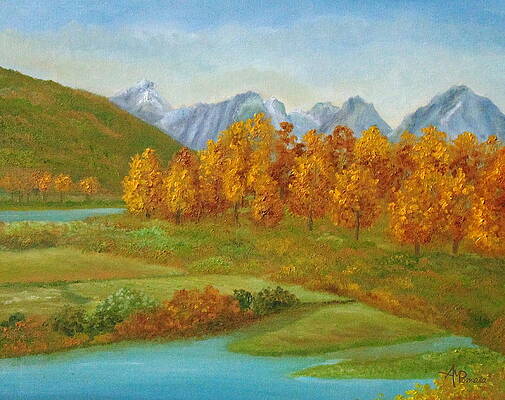 Landscape Painting - Autumnal Colors by Angeles M Pomata