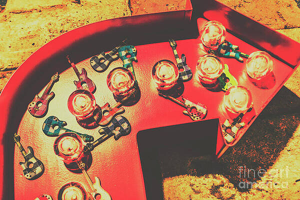 Vintage Guitar Light Display Wall Art