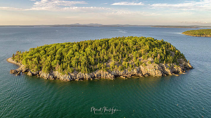 Seascape Photograph - Bald Pocupine Island, Bar Harbor by Veterans Aerial Media LLC