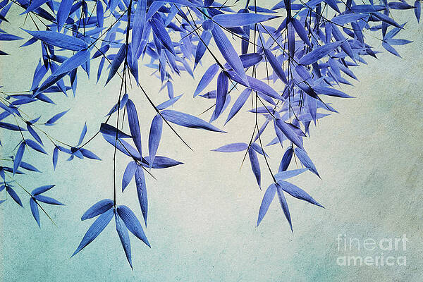 Blue Bamboo Leaves Swaying Wall Art