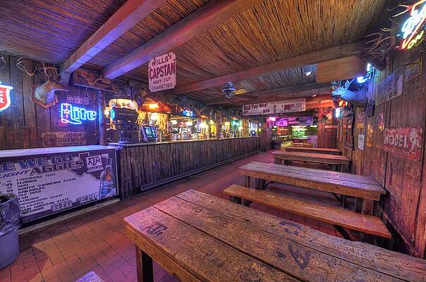 Rustic Bar with Neon Signs Wall Art