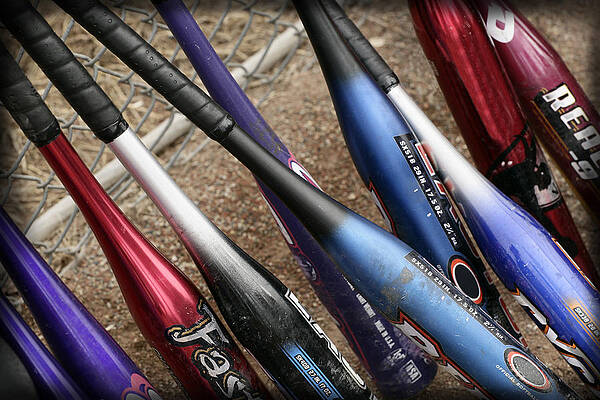 Colorful Baseball Bats in a Row Wall Art