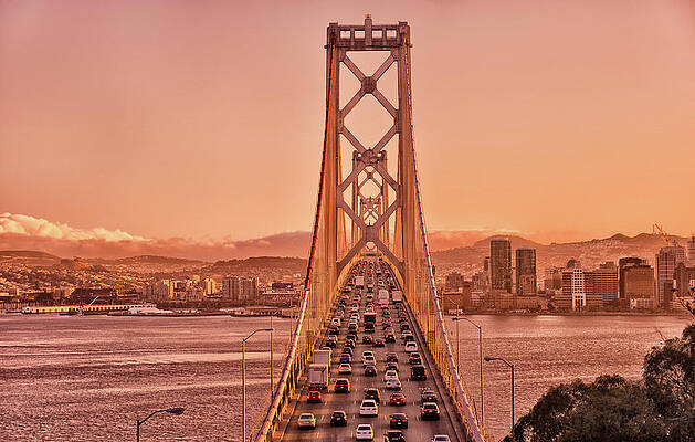Summer Wall Art featuring the photograph Bay Bridge Connecting San Francisco And Oakland by Miroslav Liska