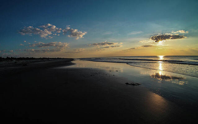 Sky Wall Art featuring the photograph Beach Sunrise At Jekyll Island by Louis Dallara