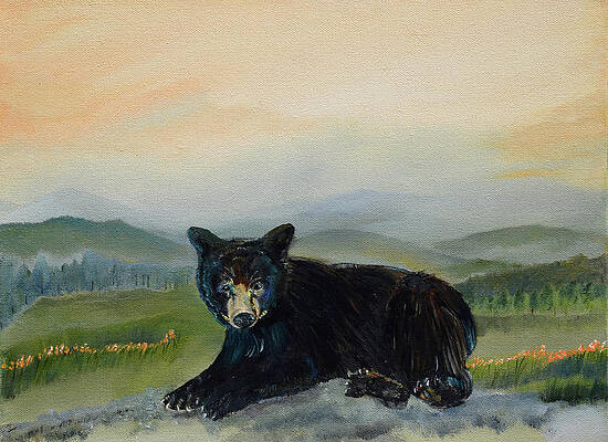 Painting - Bear Alone On Blue Ridge Mountain by Jan Dappen