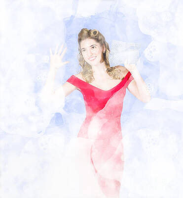 Wall Art featuring the digital art Beautiful 50s Pinup Girl. Domestic Window Cleaning by Jorgo Photography