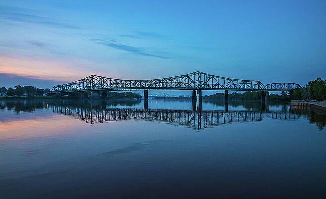 Green Wall Art featuring the photograph Belpre Bridge At Sunset by Jonny D