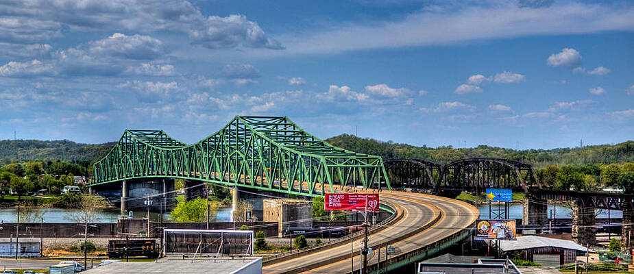 West Virginia Photograph - Belpre Bridge Downtown PKB by Jonny D
