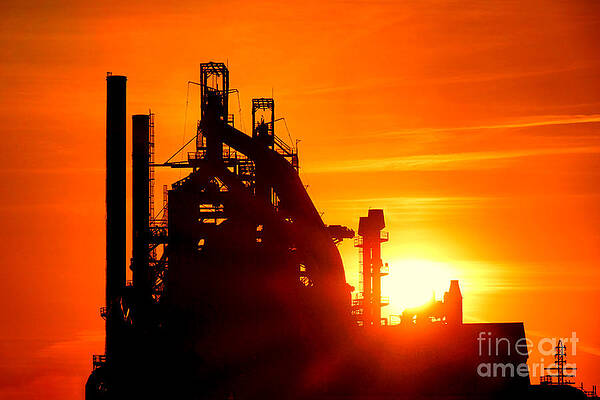 Industrial Silhouette at Sunset Photograph