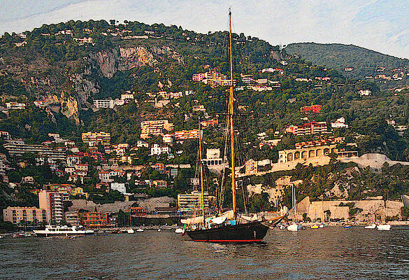 Sailboat on French Riviera Coastline Photograph