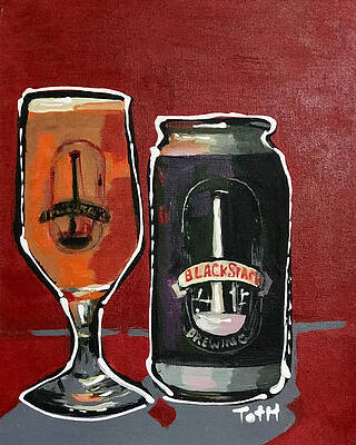 Bar Wall Art featuring the painting BlackStack by Laura Toth