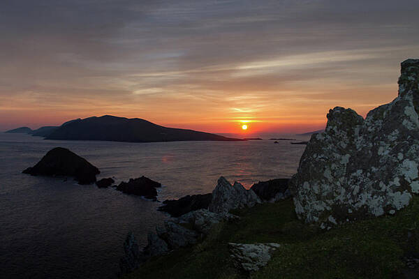 Wall Art featuring the photograph Blasket Islands At Sunset by Mark Callanan