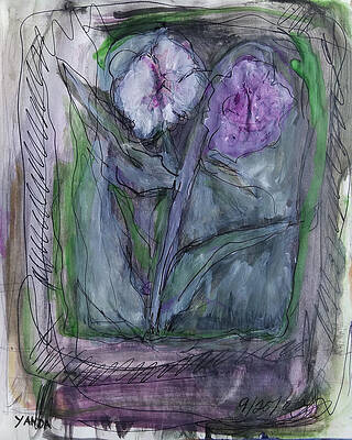 Wall Art featuring the mixed media Blooms Of Lavender by Katt Yanda