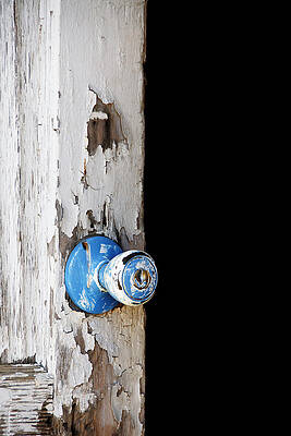 America Photograph - Blue -- Doorknob On An Old Door In Hwy 166,Santa Barbara County, California by Darin Volpe