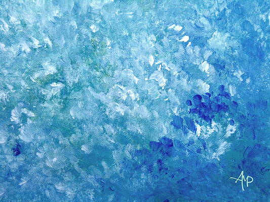 Marine Wall Art featuring the painting Blue Sea Bed by Angeles M Pomata