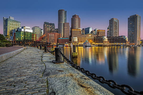 Boston Waterfront Skyline at Dusk Photograph