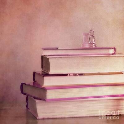 Stacked Books with Chess Piece Wall Art