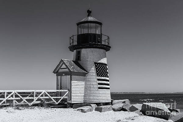 Brant Point Lighthouse with American Flag Wall Art
