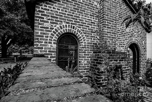 Wall Art featuring the photograph Brick Courtyard In Black And White by Blake Webster