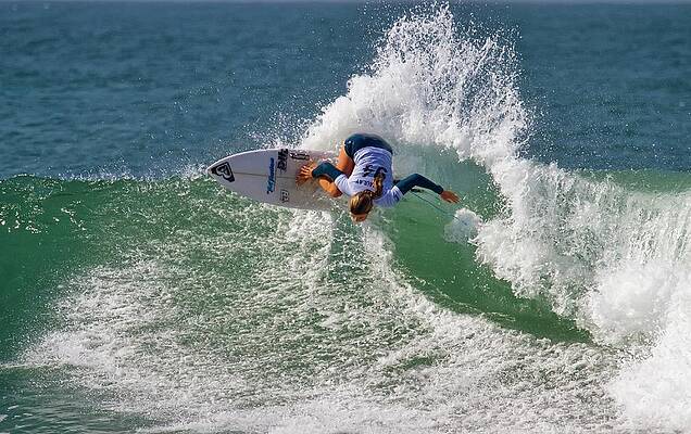 Beach Photograph - Bronte Macaulay Surfing by Waterdancer