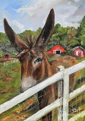 Painting - Bubba - Steals The Show -Donkey by Jan Dappen