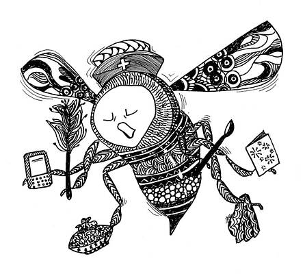 Carer Wall Art featuring the drawing Busy Bee by Jan Steinle