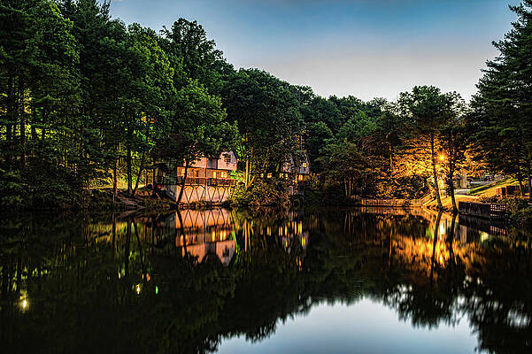 Blue Photograph - Cabin Reflections by David Hart
