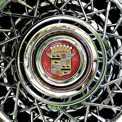 Textured Photograph - Cadillac Style -- Chrome Spoked Wheel At The 2017 Paso Robles Classic Car Show, California by Darin Volpe