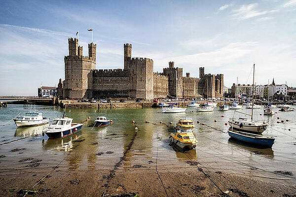 Sky Wall Art featuring the photograph Caernarfon Castle, North Wales by Shirley Mitchell