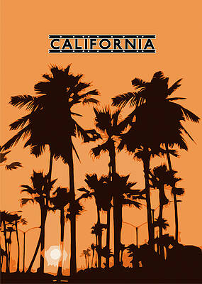 Summer Painting - California At Sunset by AM FineArtPrints