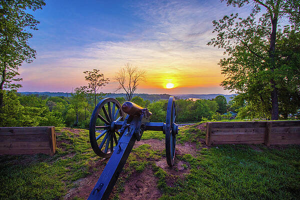 Green Wall Art featuring the photograph Cannon At Sunset by Jonny D