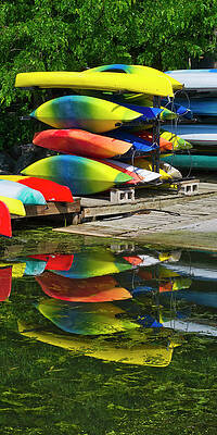 Reflection Photograph - Canoes - Lake Wingra - Madison - Wisconsin by Steven Ralser