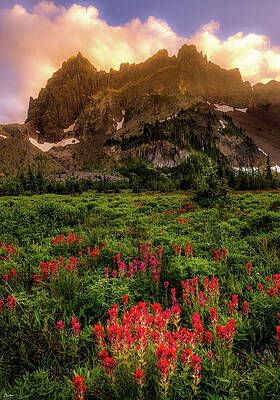 Canyon Creek Meadow Sunset by Russell Wells