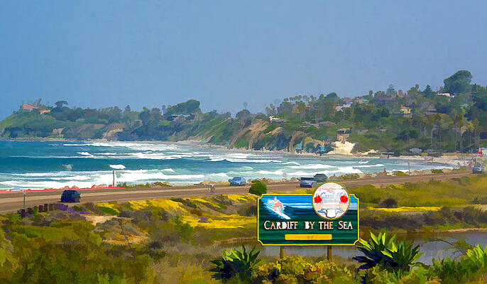 San Diego Wall Art featuring the digital art Cardiff By The Sea, CA #2 by Waterdancer