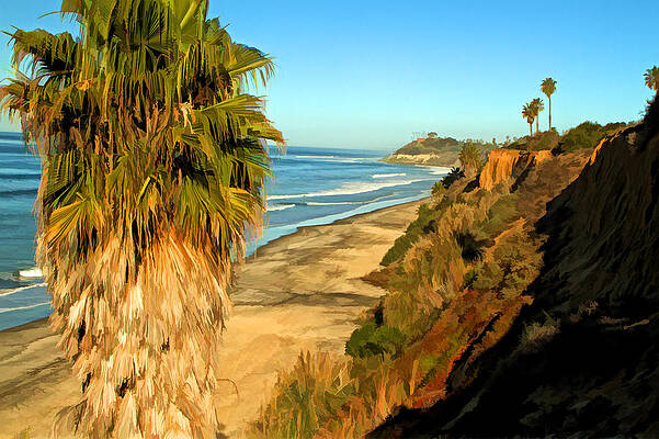 San Diego Wall Art featuring the digital art Cardiff By The Sea by Waterdancer