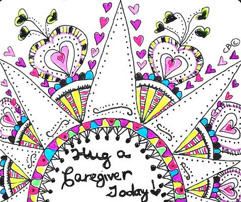 Carer Wall Art featuring the drawing Caregiver Crown Of Hearts by Carole Brecht