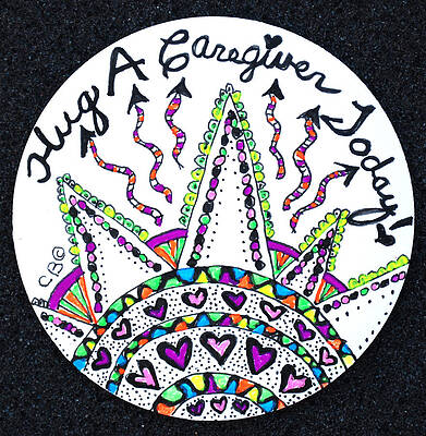 Carer Wall Art featuring the drawing Caregiver Hugs by Carole Brecht