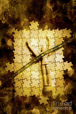 Wooden Mannequin on Puzzle Scene Wall Art