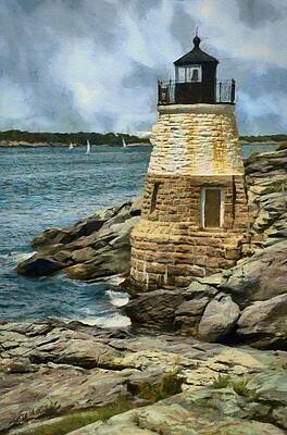 Wall Art featuring the painting Castle Hill Lighthouse by Jeffrey Kolker
