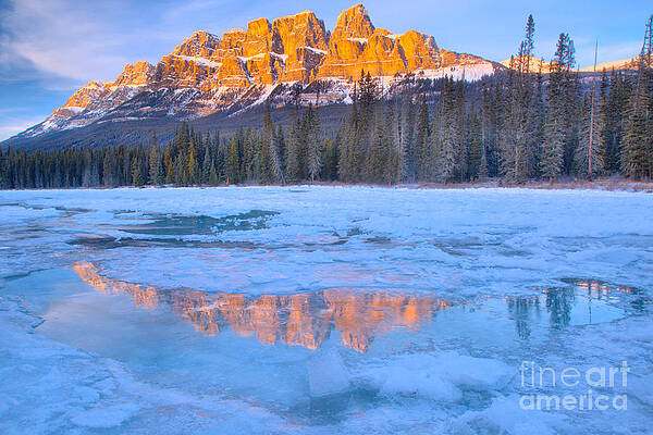 Mountain Wall Art featuring the photograph Castle Mountain Icy Blue Reflections by Adam Jewell