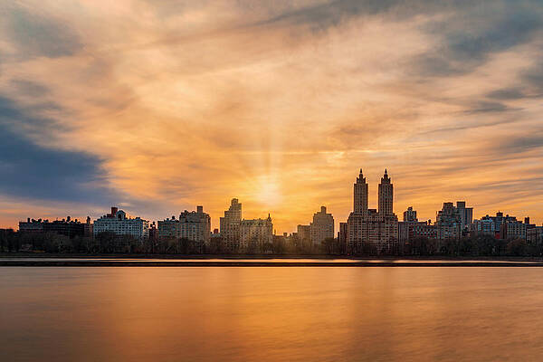 Sunset Over Manhattan Skyline Wall Art