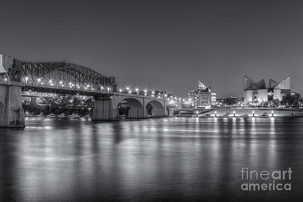 Cityscape with Illuminated Bridge Wall Art