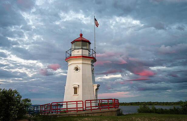 Great Lake Wall Art featuring the photograph Cheboygan Crib Light by Steve L'Italien