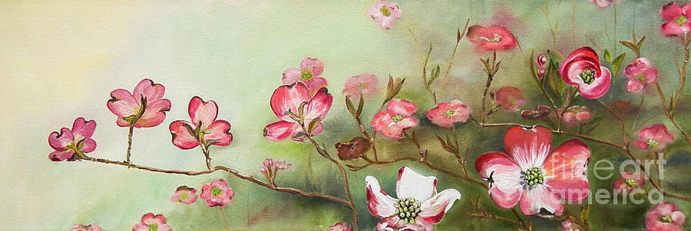 Painting - Cherokee Dogwood - Brave- Blushing by Jan Dappen