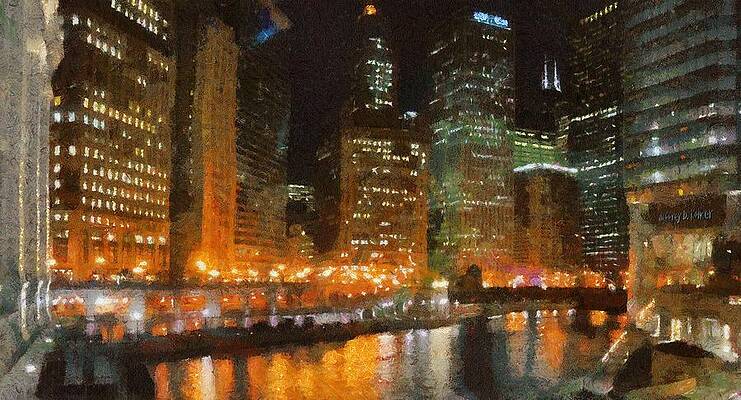 Vibrant Cityscape at Night Wall Art