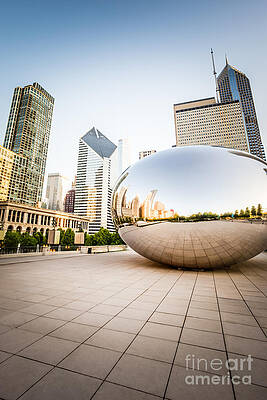 Illinois Wall Art featuring the photograph Chicago Gloud Gate And Chicago Skyline Photo by Paul Velgos