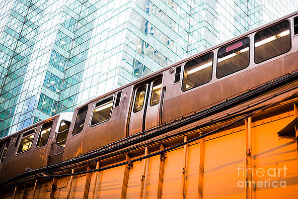 Illinois Wall Art featuring the photograph Chicago L Elevated Train by Paul Velgos